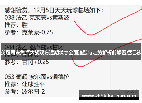英超周末焦点大战双方近期状态全面追踪与走势解析前瞻看点汇总